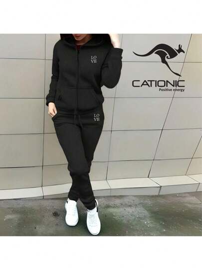 CONJUNTO CASUAL DEPORTIVO AFELPADO Con Pantalon Tipo JOGGER Y Sudadera Con Capucha (Diferentes Bordados)  LS2023