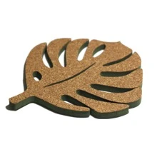 4 Descanso Suporte De Panela Travessa Folha Cortiça Natural