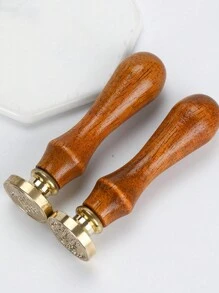 1套（印章头+手柄）创意圣诞蜡封印章，木纹手柄+黄铜印章头，非常适合圣诞信件和贺卡 - 彩色 - 查看 2