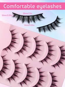 5 pares de pestañas postizas de estilo de dibujos animados con puntas apuntadas y vaporosas, de tipo D con cruce en forma de cola de pescado, apoyo individual de tallo negro de 10-14 mm, fácil de aplicar para principiantes, pestañas para maquillaje de ojos de fiesta - Pestañas Fluffy - Ver 2