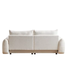 Lamb's Wool 2-Seater Cushion Sofa 90'' Comfortable Sofa For Living Room Bedroom And Other Casual Spaces Lamb's Wool Sofa With 2 Cushions And 2 Ball Pillows. (Beige) - 米色+布料+海綿+2座椅如圖 - 查看 18