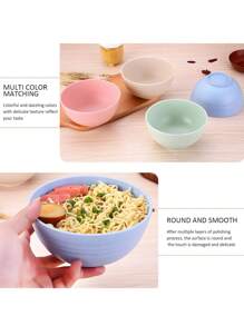 4/8pcs Plastic PP Cereal Bowls, Suitable For Soup, Snacks, Salad, Fruit, Dishwasher & Microwave Friendly,School Supplies - Multicolor - View 8