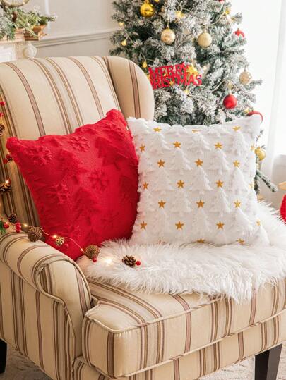 1 Peça Capa de Almofada Decorativa Bordada para o Natal, Adequada para Sala de Estar, Quarto, Decoração Natalina Doméstica, Outono e Inverno