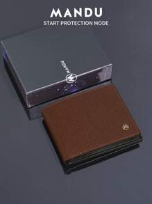 MANDU 2024 New Men's Bi-Fold Slim Wallet RFID Blocking Card Holder Coin Purse Gifts For Men Wallets For Men Purse Essentials Items - Brown - View 6