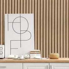 1卷木板条壁纸，撕下即贴，木板纹理接触纸，17.32英寸 x 196.8英寸，仿棕色木质外观，自粘式可移除壁纸，PVC防水防油，易于安装，可拆卸，DIY，易于清洁，翻新贴纸，撕下墙板，墙纸，壁纸，春季装饰品，让您的家焕然一新，拉玛装饰贴纸 - 米色 - 查看 4