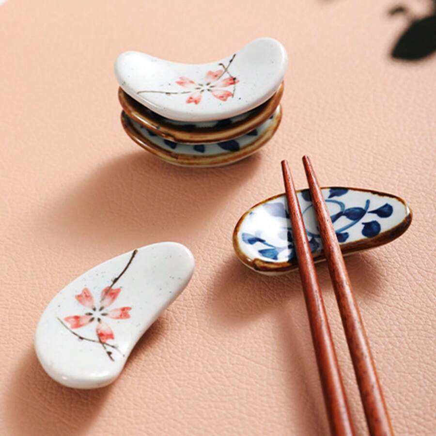 1pc Ceramic Chopstick Rest, Japanese Style Luxury Chopstick Holder, Delicate Cute Chopstick Stand Christmas Gift - Multicolor - View 1