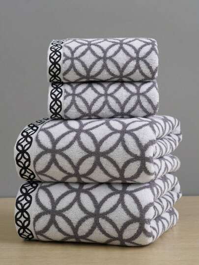 QIBHI 1/3件套灰白相间编织毛巾套装，包含1条浴巾或1条洗脸巾，吸水性强，适用于家庭和浴室，可选尺寸，适用于美容院、家庭浴室、酒店、运动场所等，是居家必备的毛巾、护肤浴巾。