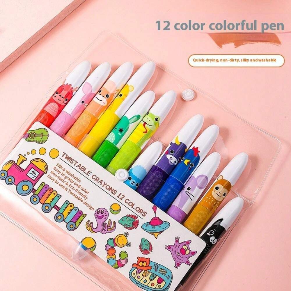 High Capacity Colorful Water Soluble Painting Crayon Rotary Coloring