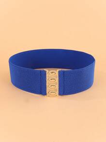 1pc Women Elegant Multi-Function Gold Metal Buckle Elastic Waist Belt, Suitable For Coat, Dress & Other Outfits Summer, School Fall, Autumn, Halloween