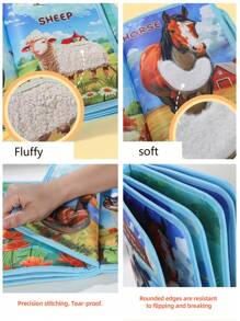 1pc Infant Animal Farm Touch & Feel Book, Realistic Animal Fur Textures, Baby's Hands Touch Nature, Infant Cognitive Toy, Tear-Resistant 3D Early Education Touch & Feel Book, Baby Christmas, Halloween, Thanksgiving Gift - Multicolor - View 9