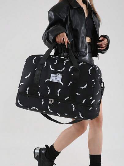 Halloween Gift New Simple Fashion Travel Bag Casual Sports Gym Bag Short Trip Large Capacity Waterproof Versatile Elegant Bag University Student Maternity Bag Travel Bag With Separate Shoe Compartment Luggage Sleeve Foldable Lightweight Holiday Gift