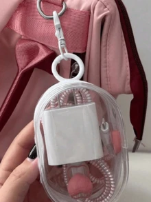 Portable Mini Zipper Storage Bag, Compact Multifunctional Storage Bag, Headphone And Charger Case With Keychain, Transparent Travel Accessories School Supplies School Accessories Back To School Organizer University Students - Multicolor - View 5