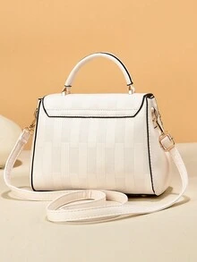 全新时尚女士格子手提包 - 米色 - 查看 4