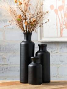 极简主义欧式花瓶家居装饰，白色装饰陶瓷花瓶高端ins风复古田园干花架，黑色复古花瓶 - 黑色 - 查看 3