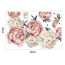 4pcs Rich And Noble Peony Flower Spray Painted Wall Stickers, Can Be Used For Living Room, Bedroom, Kitchen Wall Decoration