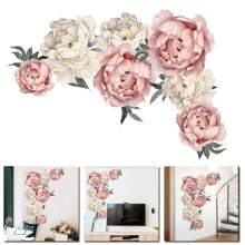4pcs Rich And Noble Peony Flower Spray Painted Wall Stickers, Can Be Used For Living Room, Bedroom, Kitchen Wall Decoration