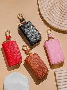 1pc Key Bag Women's Portable Cute Multifunctional Mini Car Key Bag Men's Zipper Home Car Key Chain,Elegant Mini Keychain Wallet - Portable Leather Jewelry & Accessory Case,Key Bag Women's Portable Cute Multifunctional Mini Car Key Bag Men's Zipper Home Car Key Chain