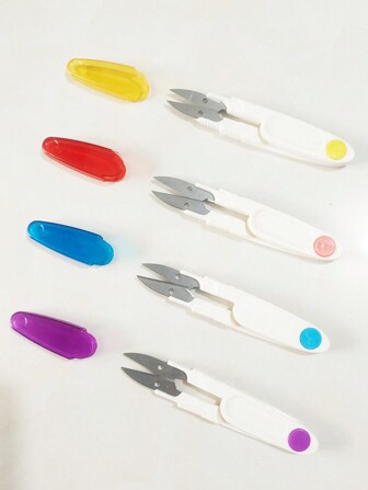 Set de 4 tijeras de costura con funda (tijeras personales/tijeras de sastre) - Rojo, Amarillo, Azul, Morado