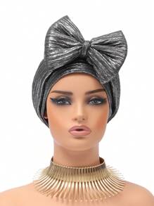 1 chiếc mũ xếp nếp nơ lớn bằng vàng lá cổ điển mới, mũ quấn đầu co giãn thoải mái - Nhiều màu - Xem 14