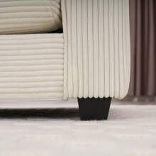 Light Beige Corduroy Fabric, Comfortable Single Accent Chair Deep Seat Sofa With One Pillow, Suitable For Living Room And Bedroom, Club Multiple Occasional Areas