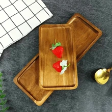 1pc Acacia Wood Tray, Wooden Display Stand Set, Suitable For Kitchen, Room And Home Decor, Great For Halloween, Christmas, Valentine's Day, New Year Gift, Halloween Gifts