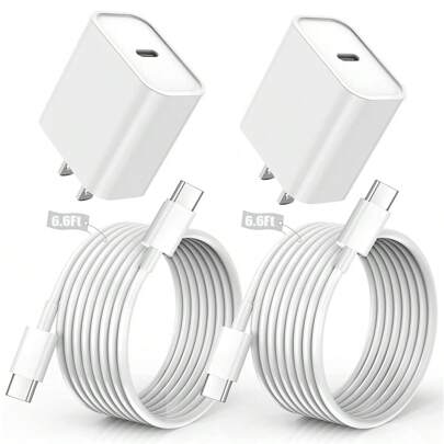 1-2 Set 30W Fast Charger Kit Compatible With IPhone 17 Pro Max/17 Pro/17/Air/16, 1 USB-C Wall Charger + 6.6Ft/200cm Type C To Type C Data Cable Compatible With IPhone 17 Series/// Etc.
