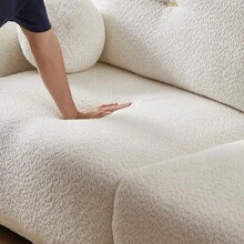 Lamb's Wool 2-Seater Cushion Sofa 90'' Comfortable Sofa For Living Room Bedroom And Other Casual Spaces Lamb's Wool Sofa With 2 Cushions And 2 Ball Pillows. (Beige) - 米色+布料+海綿+2座椅如圖 - 查看 14