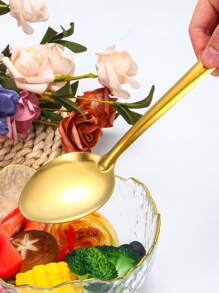 2/4/8件不锈钢公勺餐具套装，适用于家庭、酒店、婚礼和派对、厨房、圣诞礼物、学校用品 - 金色 - 查看 4