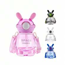Rabbit Water Bottle Kids Toddler Portable With Straw Design 680ML - 藍色 - 查看 3