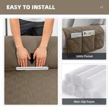 1/2/3 Quilted Sofa Covers Couch Reversible Throw Sofa Set Slipcover Waterproof 1+2+3 Seater Sofa Cover Pet Protector Throw Waterproof Sofa Couch Cover 3pcs Protector - 駝色 - 查看 7