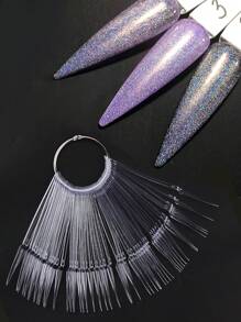 50 Stück klare lange Stiletto Nagel Farbkarten, Falsche Nagel Spitzen, Nagellack Farbgel Palette, abnehmbare Schablonen, Maniküre Form, Nagelzubehör für Salon