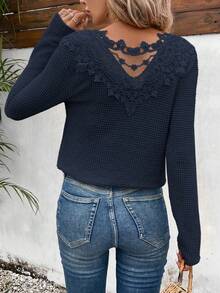 Damen Langarm Lässig T-Shirt mit Rundhalsausschnitt in Einfarben