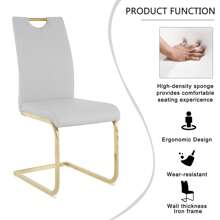 Sumdeal 63" Glass Dining Table With 4 Modern Chairs,Sumdeal 63" Glass Dining Table With 6 Modern Chairs, Golden/Silver - Bàn và 4 ghế màu xám chân vàng - Xem 7