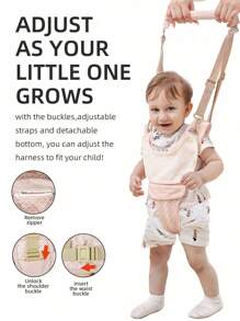 1 件婴幼儿助行带，手持式婴儿学步车安全带，儿童行走训练，适合春夏秋冬，粉色、绿色和紫色可选 - 淺粉色 - 查看 4