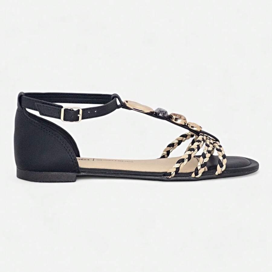 Dakota Comfort Women's Flat Sandal With Original Stonework - 黑色 - 查看 1