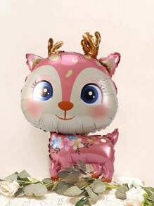1pc Cartoon Deer Designed Aluminum Foil Balloon - Pink - View 2