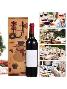 4 piezas Bolsa de regalo de Navidad, Bolsa de papel Kraft con diseño de hombre viejo de dibujos animados para botella de vino tinto, Bolsa para botella de vino de Navidad, Bolsa de papel Kraft grueso para botella de vino, Bolsa de regalo de Navidad de papel Kraft con asa, Bolsa para botella de vino para decoración de mesa de restaurante y hotel, Suministros de decoración navideña