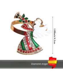 1 cây thông Noel trang trí bằng kim cương, tuần lộc, thiên thần, vòng đựng khăn ăn/vòng treo tất, thích hợp cho Giáng sinh, khách sạn và sử dụng tại nhà - cây giáng sinh vàng - Xem 9
