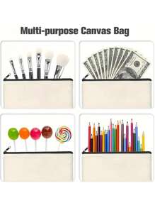 1pc Customizable Unique Fashion Simple Letter Lightweight Pouch For Phone, Cosmetics, Coins - Portable, Cute - Beige - View 7