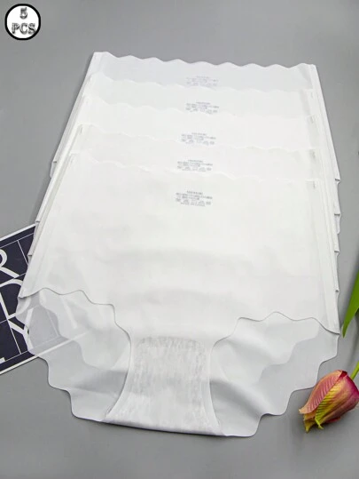 5 件装白色女式高腰无缝透气三角裤