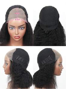 6*4 Glueless Bye Bye Knots Wig Yaki Kinky Straight Bob Wigs Human Hair Pre Bleached Invisible Knots Lace Front Wigs Human Hair Pre Everything Glueless Wigs Pre Plucked Pre Cut - Natural & Black - View 5
