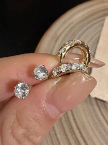 2 Pairs Of Exquisite, High-End, Luxurious Copper Earrings With , Elegant And Fashionable, Suitable For Women For Casual And Daily Wear, Holiday Gifts.