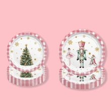 Set de 24 piezas/72 piezas de vajilla desechable para fiesta: platos para pastel, platos desechables de cuentos de hadas, Cascanueces, Bailarina, Rey Ratón, Copo de nieve, Estrella, servilletas de fiesta y decoraciones, platos de papel de 9" y 7", decoraciones para celebración de cumpleaños, Ramadán, decoraciones de Ramadán, Eid Mubarak - multicolor - Ver 1