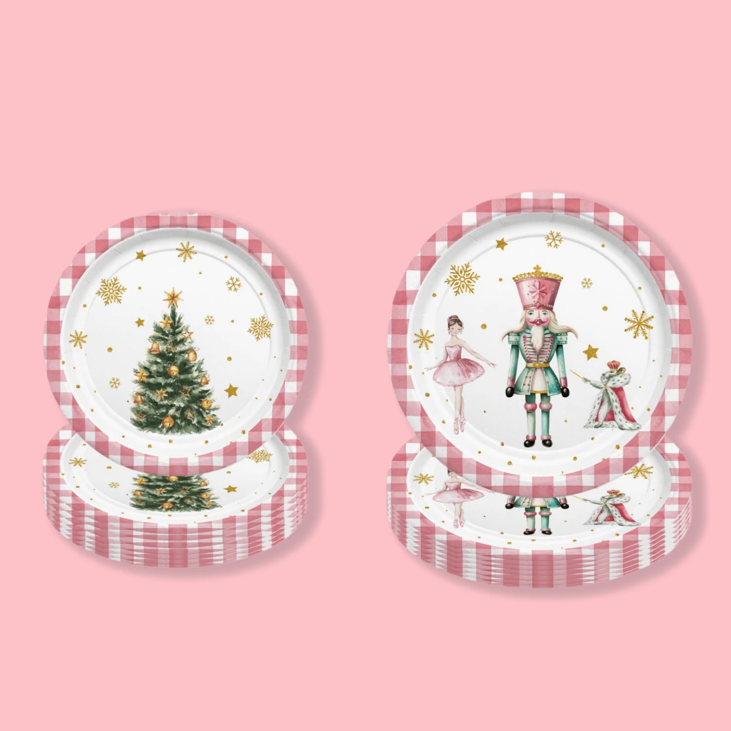 Set de 24 piezas/72 piezas de vajilla desechable para fiesta: platos para pastel, platos desechables de cuentos de hadas, Cascanueces, Bailarina, Rey Ratón, Copo de nieve, Estrella, servilletas de fiesta y decoraciones, platos de papel de 9" y 7", decoraciones para celebración de cumpleaños, Ramadán, decoraciones de Ramadán, Eid Mubarak - multicolor - Ver 1