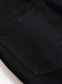 男式黑色破洞紧身牛仔裤休闲街头风弹力牛仔裤，垃圾摇滚风