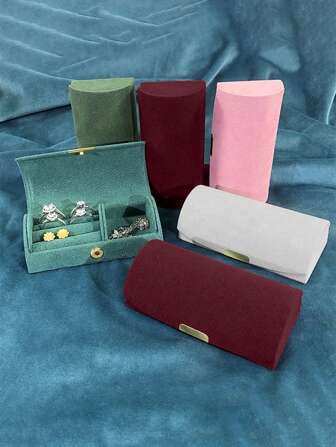 1pc Mini Jewelry Travel Box, Velvet Small Travel Jewelry Box, Portable Jewelry Travel Organizer Box, Suitable For Rings, Earrings, Necklaces, Gifts For Women And Girls