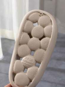 Women Grey Massage Slippers, Drainage Slippers, Bathroom Shower Slippers, Couple Slippers, Soft Footbed, Textured Surface, Soft EVA Material