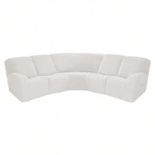 5-Seat Recliner Sofa Cover Jacquard Stretch Sectional For L Shape Corner Sofa Slipcover Anti Slip Protector Sectional Corner Sofa Couch Sofa Set For Living Room - 奶油白 - 查看 6
