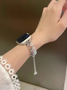 1 件女式猫眼石手链金属表带，兼容 38/40/41/44/45/49/42/46 毫米系列 11/SE3/Ultra3/Ultra/SE/SE2/10/9/8/7/6/5/4/3/2/1 - 銀色 - 查看 4