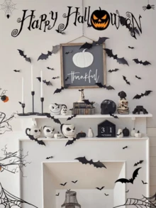 28pcs/Set Halloween Wall Bat Decorations, 4 Different Sizes 3D Realistic Horror Bat Stickers, Black Plastic Fake 3D Bat Stickers For Party Home Window Decor, Suitable For House, Window, Home, Yard, Indoor, Bathroom, Bar, KTV, Haunted House And Halloween Party Supplies,Christmas